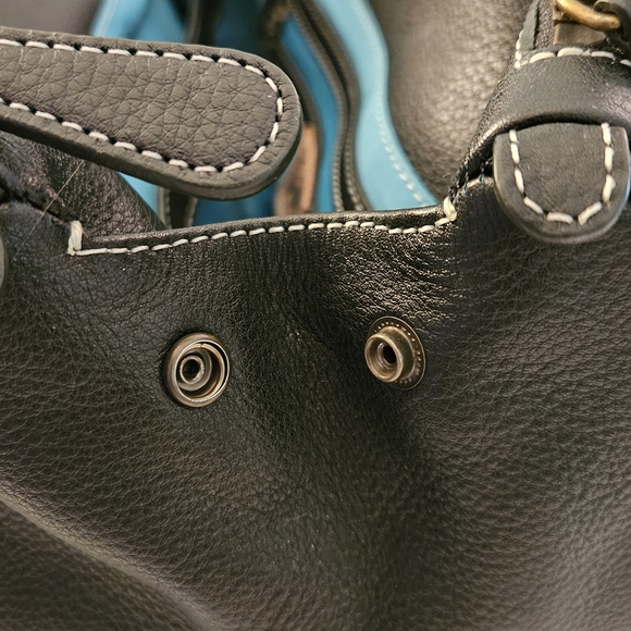 Black Leather Handbag with Gold Accents - Picture 6 of 9
